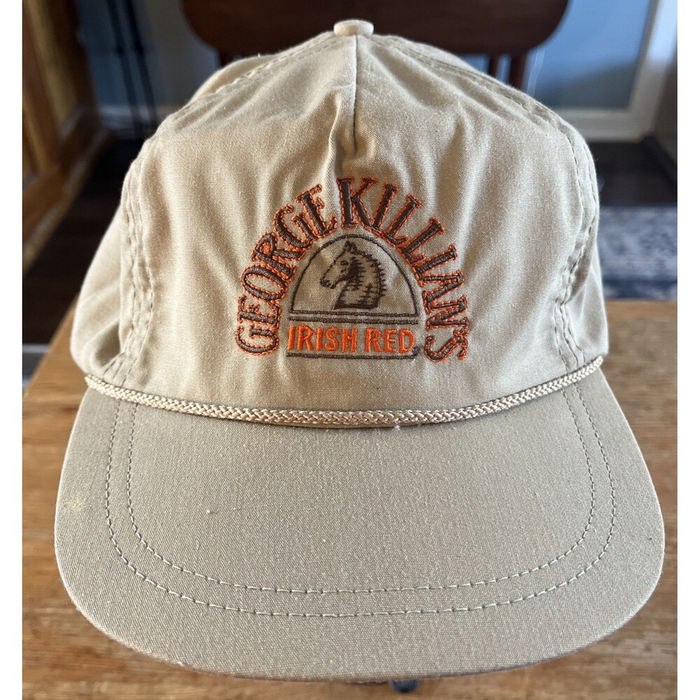 George Killian's Irish Red Baseball Hat Tan Khaki Beer Advertising USA Made VTG